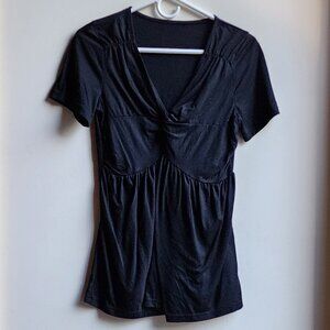 SHEIN Black V-Neck Short Sleeve Jersey Size Large